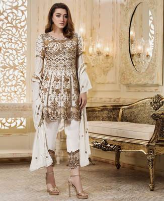 Off-white embroidered net salwar 1