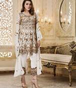 Off-white embroidered net salwar