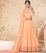 Peach embroidered georgette salwar