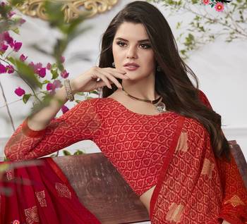 Pink Printed Faux Georgette Saree With Blouse 2