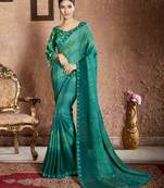 Green Printed Chiffon Saree With Blouse