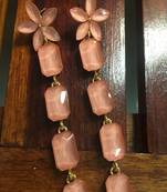 Beige crystal danglers-drops