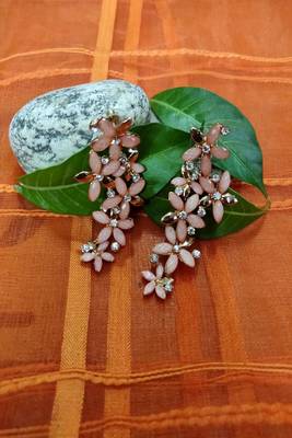 Pink crystal earrings 1
