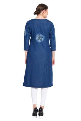 Blue printed cotton kurtas-and-kurtis 2