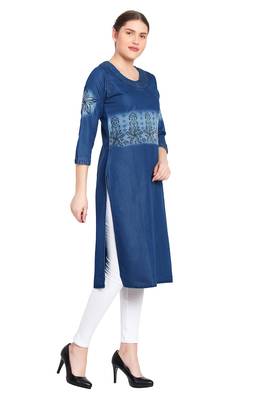 Blue printed cotton kurtas-and-kurtis 3