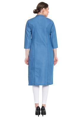 Blue embroidered cotton kurtas-and-kurtis 2