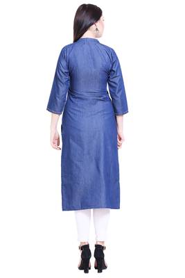 Blue embroidered cotton kurtas-and-kurtis 2