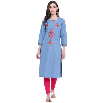 Blue embroidered cotton kurtas-and-kurtis 1
