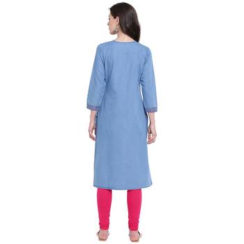 Blue embroidered cotton kurtas-and-kurtis 2
