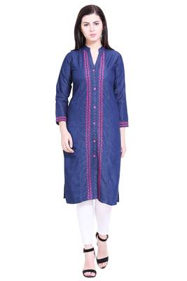 Blue embroidered cotton kurtas-and-kurtis 1