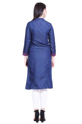 Blue embroidered cotton kurtas-and-kurtis 2
