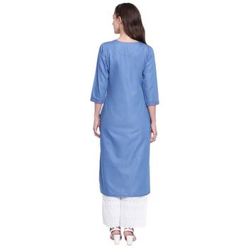 Blue embroidered cotton kurtas-and-kurtis 2