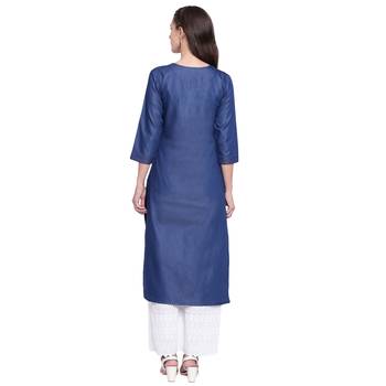 Blue embroidered cotton kurtas-and-kurtis 2
