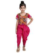 Pink Embroidered Choli With Dhoti For Girls
