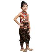 Black Embroidered Halter Neck Choli With Dhoti For Girls