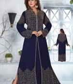 Blue embroidered georgette islamic-kaftans