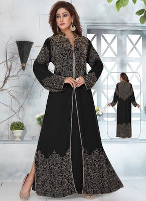 Black embroidered georgette islamic-kaftans 1