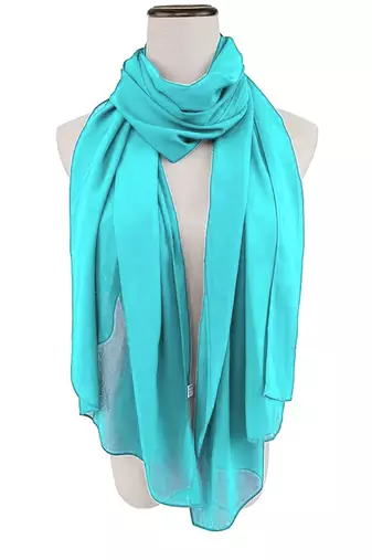 Turquoise embroidered georgette islamic-kaftans With Sun-proof hijab