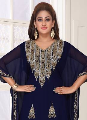 Blue embroidered georgette islamic-kaftans 2