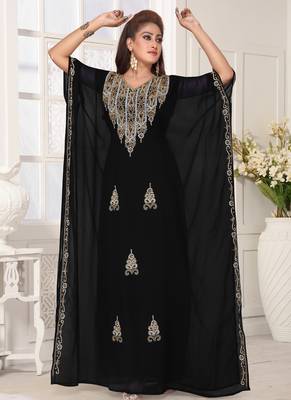 Black embroidered georgette islamic-kaftans 1