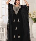 Black embroidered georgette islamic-kaftans