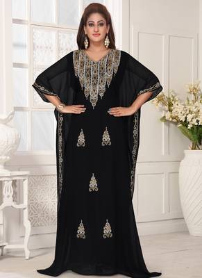 Black embroidered georgette islamic-kaftans 2