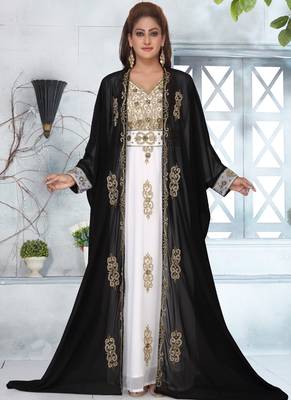 Black embroidered georgette islamic-kaftans 1