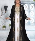 Black embroidered georgette islamic-kaftans
