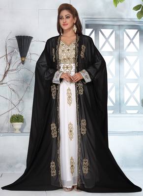 Black embroidered georgette islamic-kaftans 2