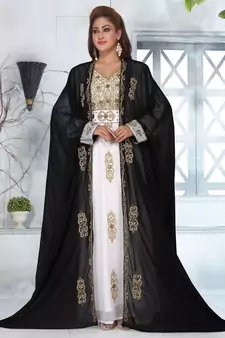 Black embroidered georgette islamic-kaftans