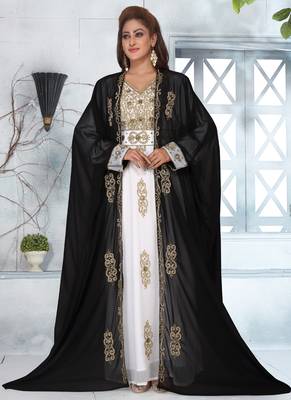 Black embroidered georgette islamic-kaftans 3