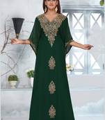 Green embroidered georgette islamic-kaftans