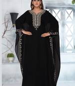 Black embroidered georgette islamic-kaftans