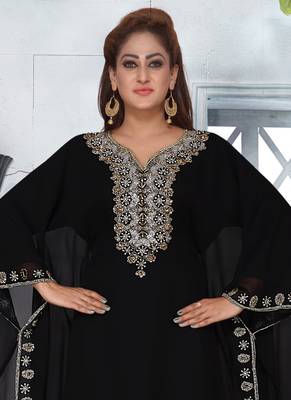 Black embroidered georgette islamic-kaftans 2