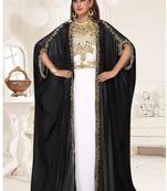 Black embroidered georgette islamic-kaftans