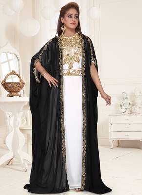 Black embroidered georgette islamic-kaftans 3