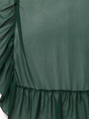 Bottle Green Colored Georgette Designer Ruffle Saree 4