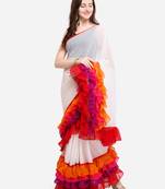 Multicolored Georgette Designer Ruffle Saree