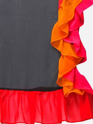 Black Colored Georgette Designer Ruffle Saree 3
