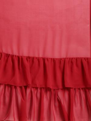 Red Color Georgette Plain Designer Ruffle Saree 4