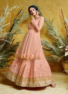 Baby-pink embroidered net salwar 1