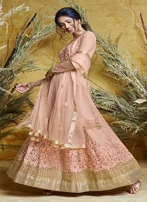 Baby-pink embroidered net salwar 2