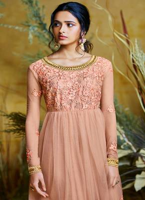 Baby-pink embroidered net salwar 3