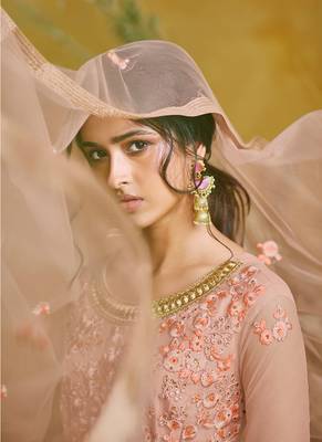 Baby-pink embroidered net salwar 4