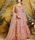 Light-pink embroidered net salwar