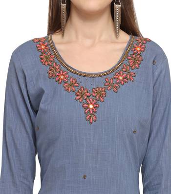 Grey beads cotton salwar 2