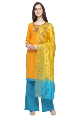 Yellow beads cotton salwar 1