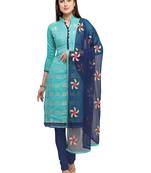 Sea-green jacquard banarasi silk salwar