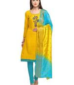Yellow beads cotton salwar