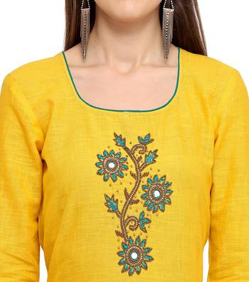 Yellow beads cotton salwar 2